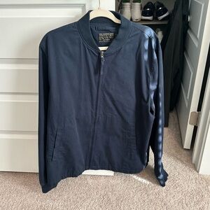 Navy J Crew Blue Zip-Up Bomber Jacket